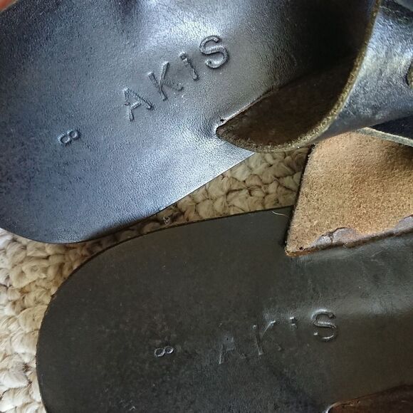 Akis Lydia Black all leather Sandal Size 8 - Picture 7 of 11